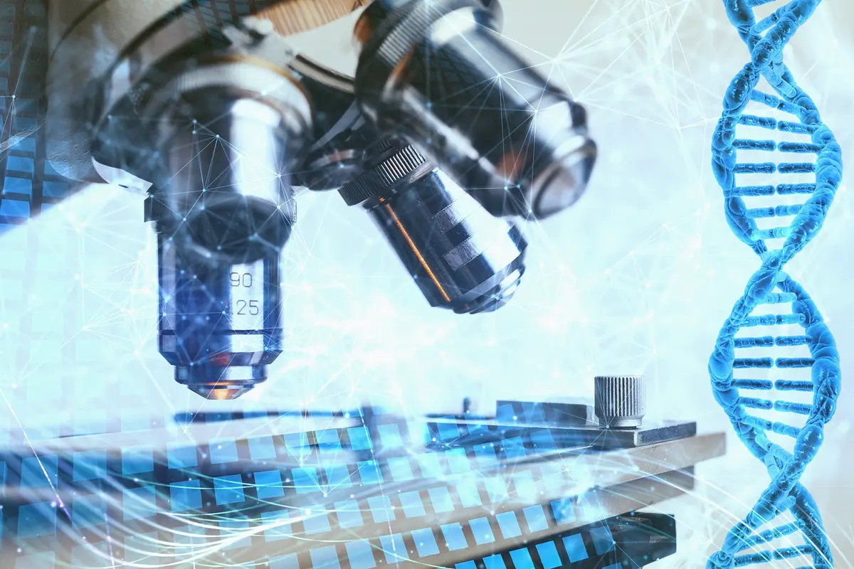 Microscope and DNA illustration